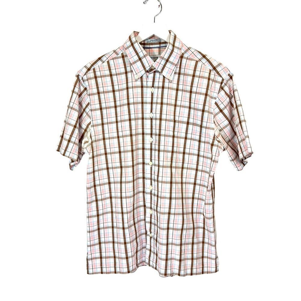 Rochas Paris Shirt Mens Medium Muti Multi Plaid Short  Sleeve Casual Fit